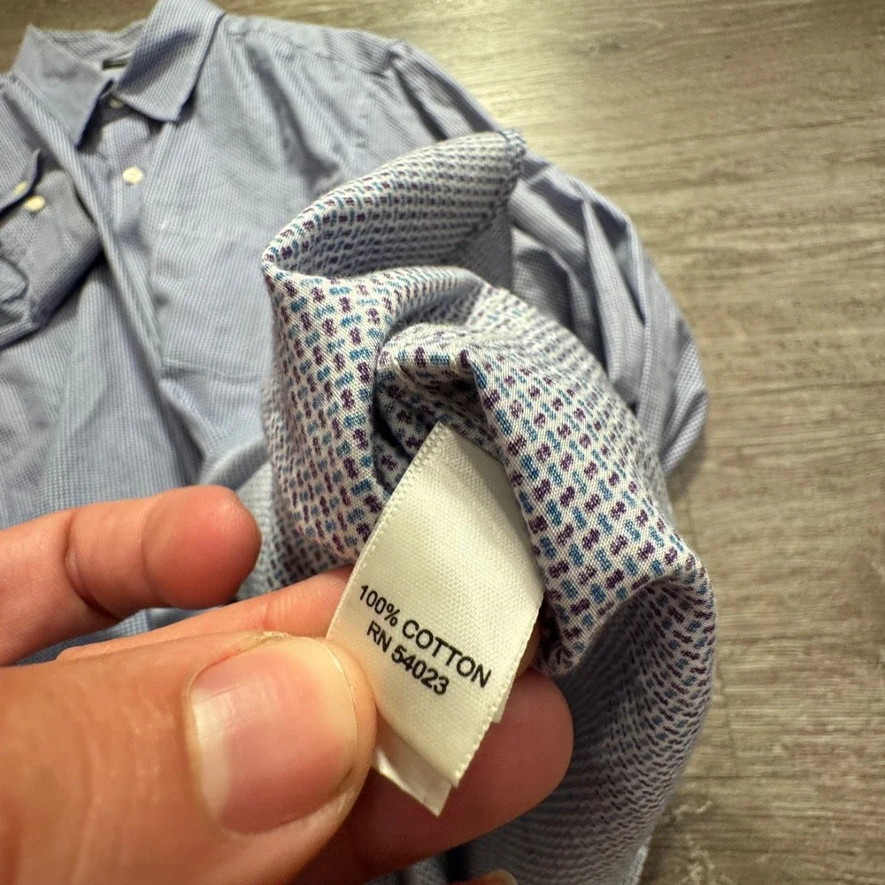 Banana Republic Shirt Mens L Blue 100% Cotton Soft Wash Geometric Print Preppy